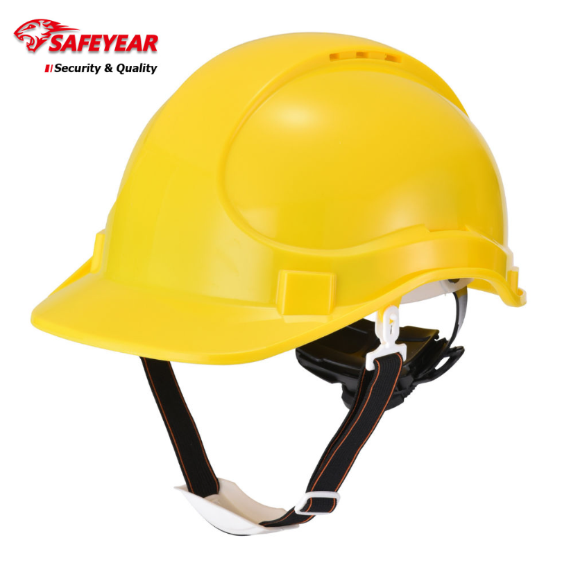 SAFEYEAR W 018 YELLOW ABS VENTILATED SAFETY HELMET WITH ADJUSTABLE RATCHET