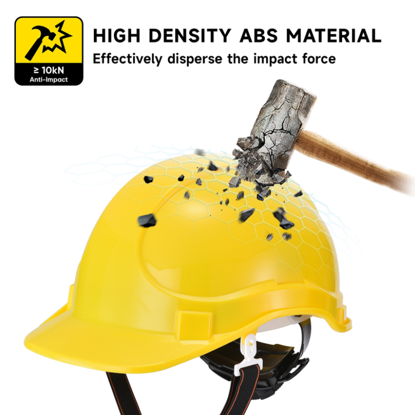 SAFEYEAR W 018 YELLOW ABS VENTILATED SAFETY HELMET WITH ADJUSTABLE RATCHET