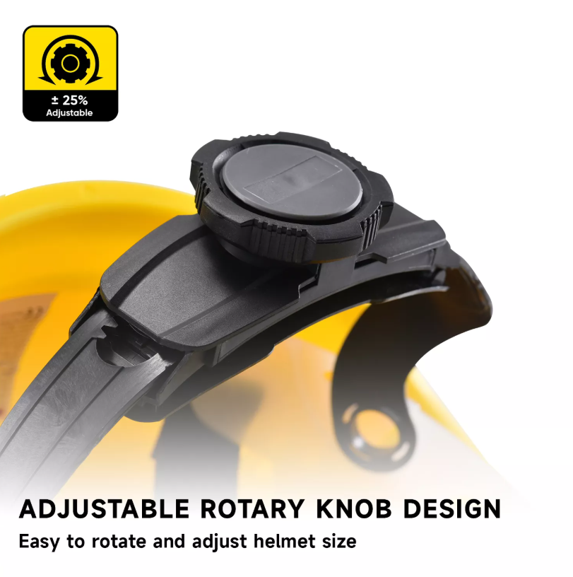 SAFEYEAR W 018 YELLOW ABS VENTILATED SAFETY HELMET WITH ADJUSTABLE RATCHET