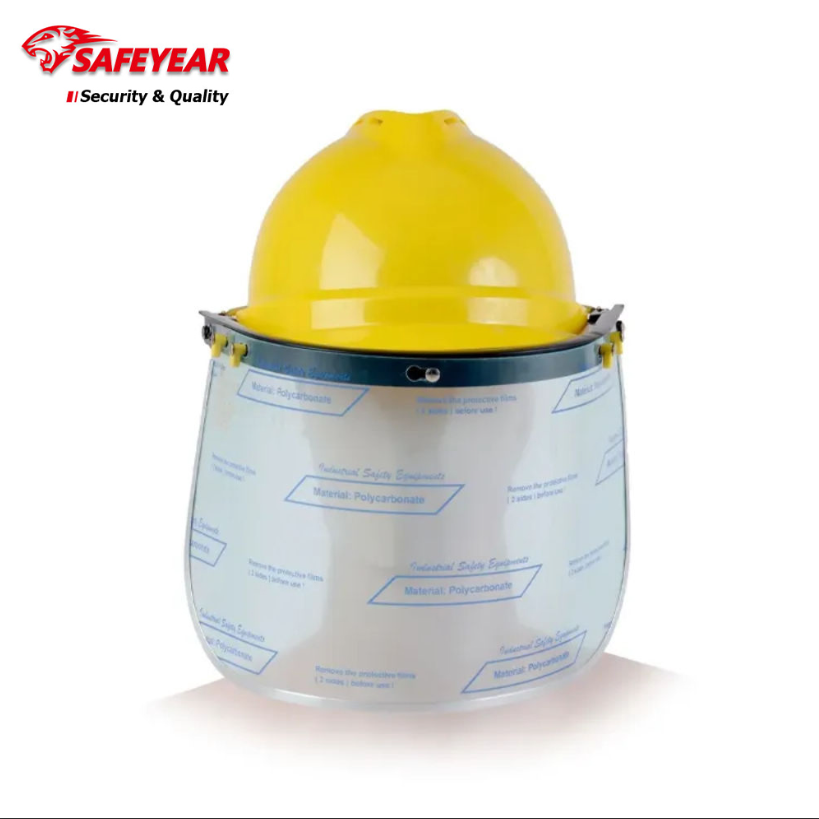 SAFEYEAR W 018 SAFETY HELMET WITH BLUE EAGLE A2 BRACKET AND FC25 VISOR FACE SHIELD
